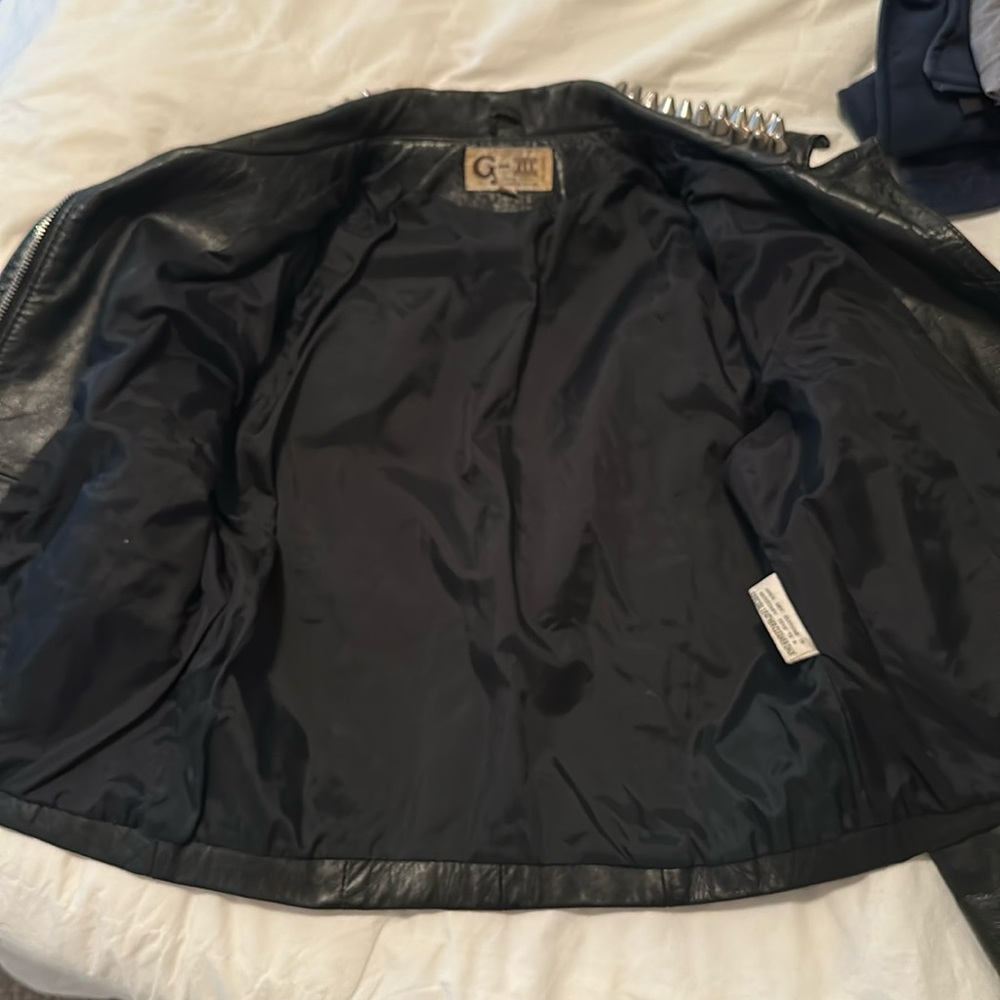 Black Leather Jacket with Spikes - Picture 4 of 7